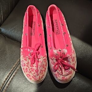 Sperry Pink and Cream Floral Boat Shoes